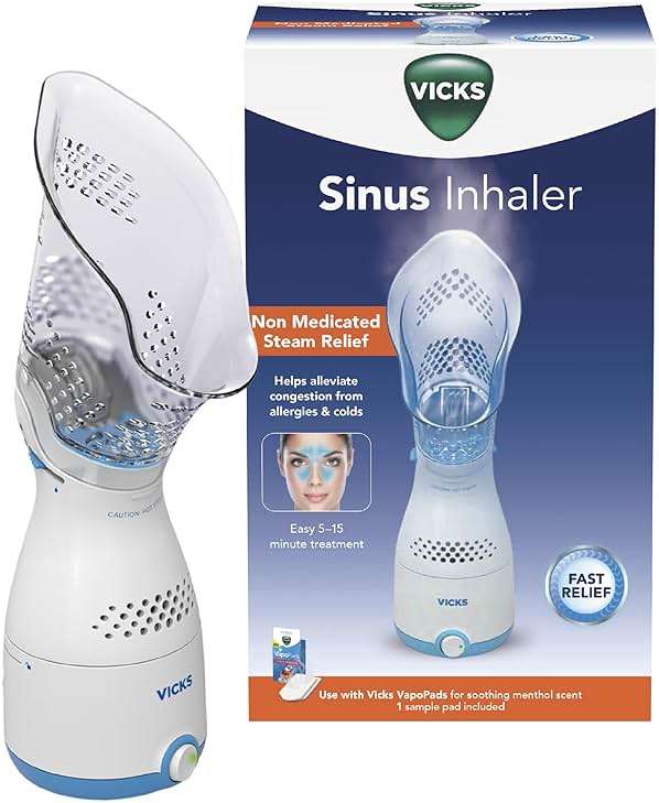 Vicks Sinus Inhaler, Plug-in Non-Medicated Steam Inhaler for Sinus Relief, Allergies, Congestion & Colds, Vocal Steamer, Soothes Nasal & Throat Passages, Works with VapoPads (1 Included) - Image 1