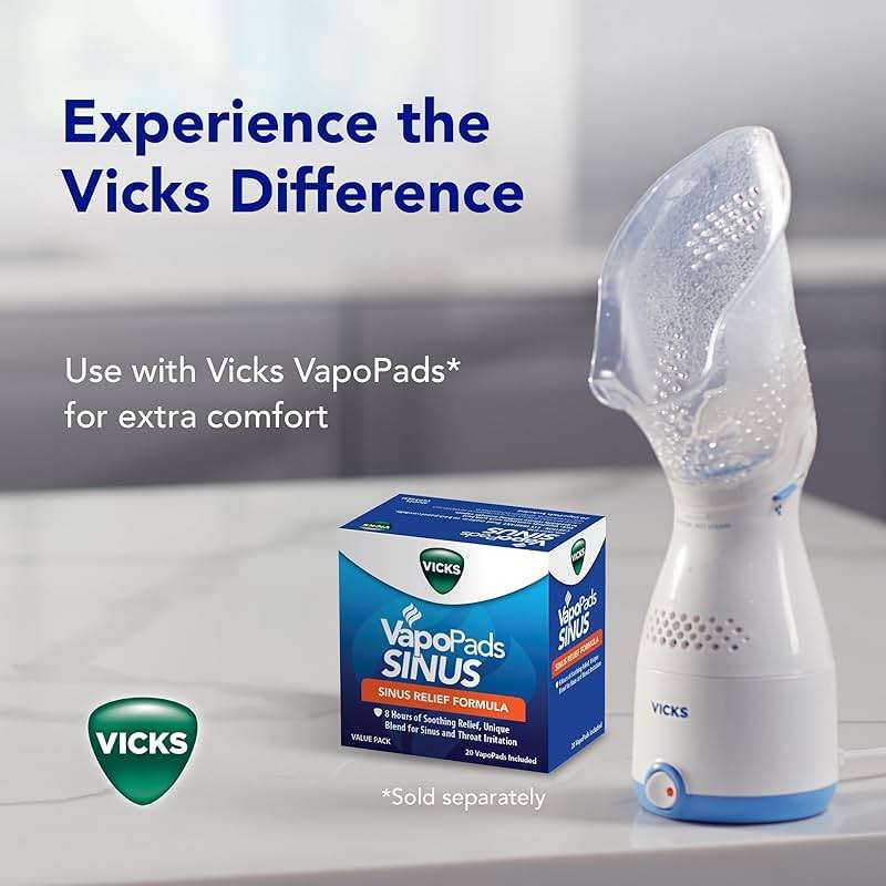 Vicks Sinus Inhaler, Plug-in Non-Medicated Steam Inhaler for Sinus Relief, Allergies, Congestion & Colds, Vocal Steamer, Soothes Nasal & Throat Passages, Works with VapoPads (1 Included) - Image 9