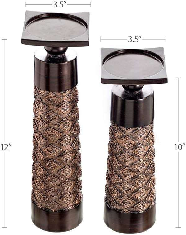Creative Scents Dublin Brown Pillar Candle Holder Set of 2 - Home Decor Aesthetic, Coffee Table Decor Mantel Centerpieces Table Decorations, Living Room Decor or Dining Tabletop Decor -Gift Packaged- - Image 3