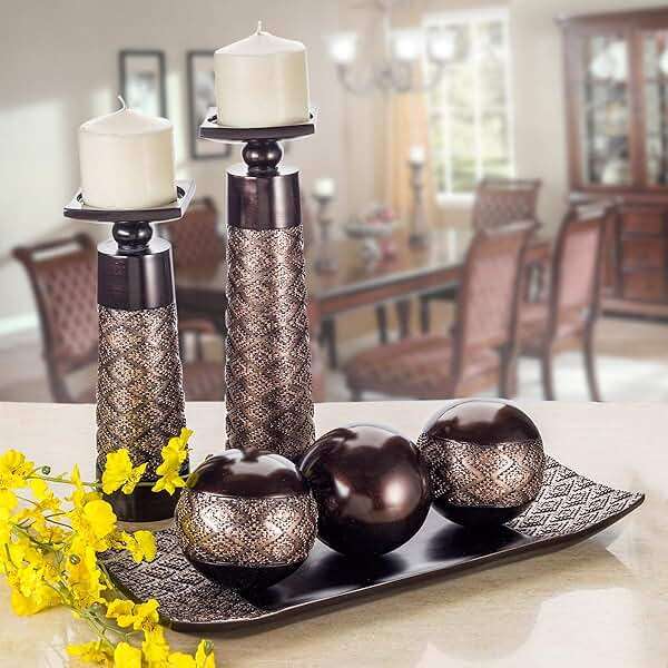 Creative Scents Dublin Brown Pillar Candle Holder Set of 2 - Home Decor Aesthetic, Coffee Table Decor Mantel Centerpieces Table Decorations, Living Room Decor or Dining Tabletop Decor -Gift Packaged- - Image 8