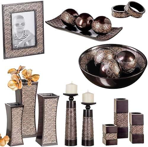 Creative Scents Dublin Brown Pillar Candle Holder Set of 2 - Home Decor Aesthetic, Coffee Table Decor Mantel Centerpieces Table Decorations, Living Room Decor or Dining Tabletop Decor -Gift Packaged- - Image 9