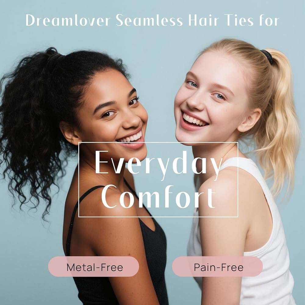 Dreamlover Soft Stretch Black Hair Ties for Thick Hair, Ouchless No Damage Ponytail Holders, Gentle on Hair, Elastic Hair Bands for Women & Girls, 50 Pieces - Image 2