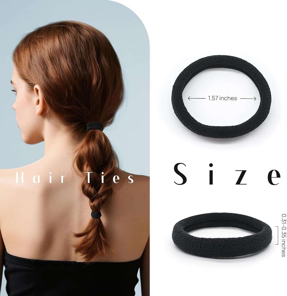 Dreamlover Soft Stretch Black Hair Ties for Thick Hair, Ouchless No Damage Ponytail Holders, Gentle on Hair, Elastic Hair Bands for Women & Girls, 50 Pieces - Image 7