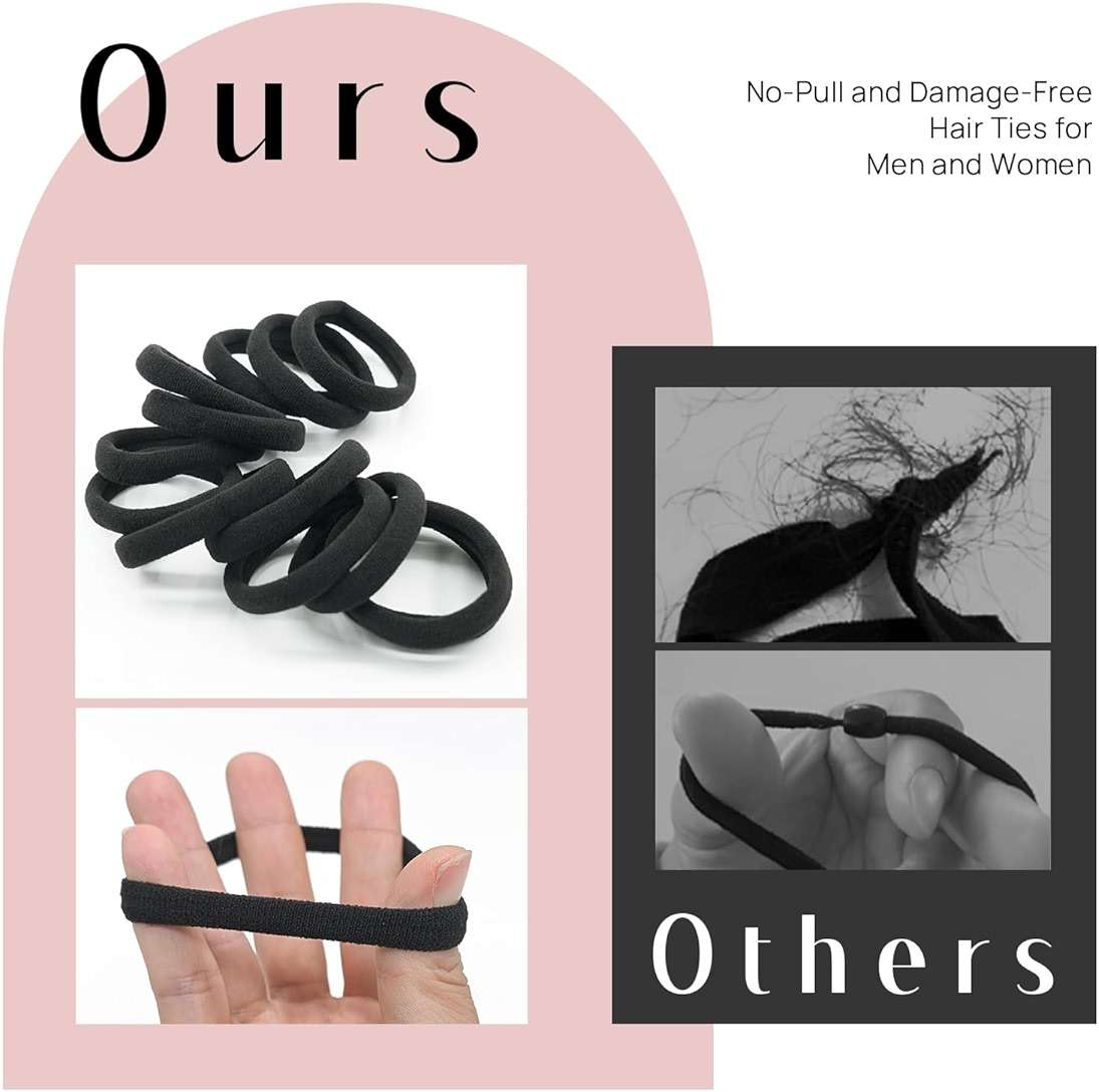 Dreamlover Soft Stretch Black Hair Ties for Thick Hair, Ouchless No Damage Ponytail Holders, Gentle on Hair, Elastic Hair Bands for Women & Girls, 50 Pieces - Image 9