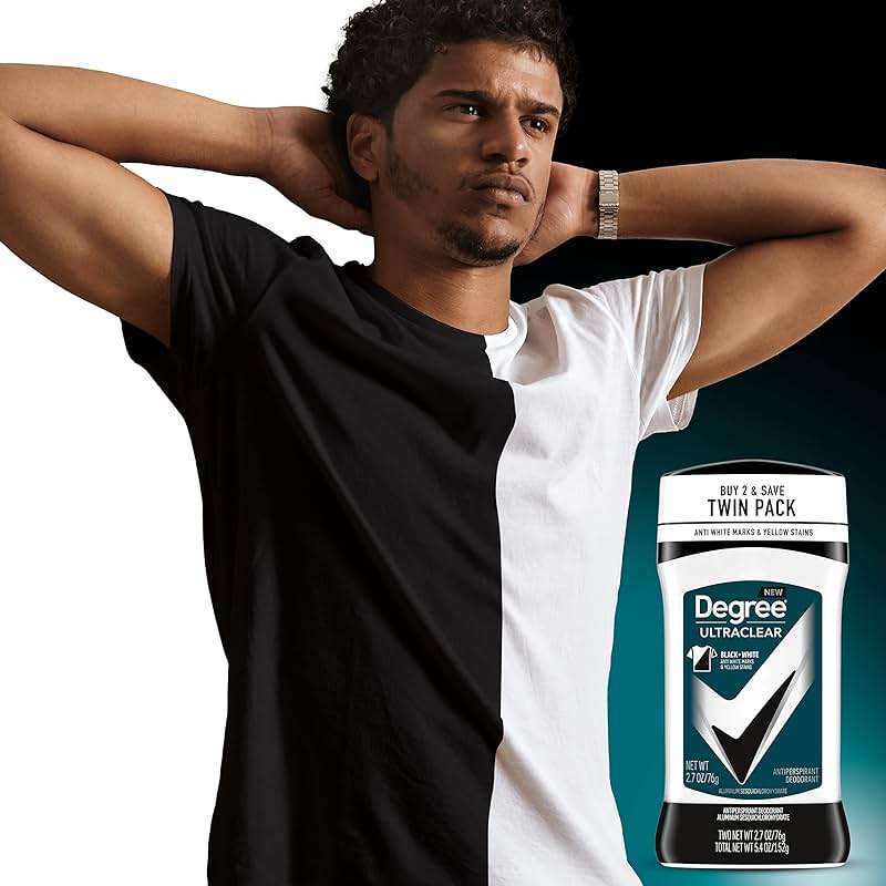 Degree Men UltraClear Antiperspirant Deodorant Black+White 2 Count 72-Hour Sweat & Odor Protection Antiperspirant For Men With MotionSense Technology 2.7 oz - Image 6