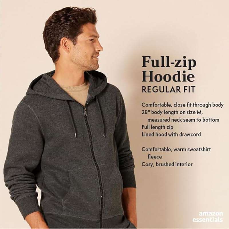 Amazon Essentials Men's Full-Zip Fleece Hoodie Sweatshirt (Available in Big & Tall) - Image 2