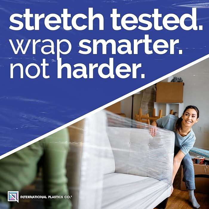International Plastics Co. 18" Stretch Film/Wrap 1500 feet 7 Layers 80 Gauge Industrial Strength up to 800% Stretch 20 Microns Clear Durable Adhering Packing Moving Heavy Duty Shrink Film Box of 4 - Image 5