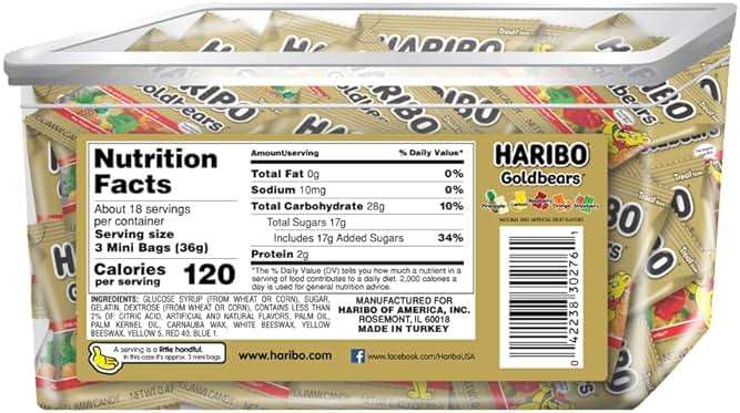 HARIBO Goldbears, Gummi Candy, 22.8 oz Tub (54 Packs) Assorted Flavors - Image 2