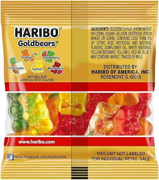 HARIBO Goldbears, Gummi Candy, 22.8 oz Tub (54 Packs) Assorted Flavors - Image 4