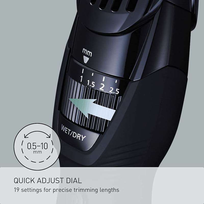 Panasonic Cordless Beard Trimmer for Men with Precision Dial, 19 Adjustable Length Settings, Rechargeable Battery, Washable, Birthday Gifts for Men, ER-GB42-K (Black) - Image 3