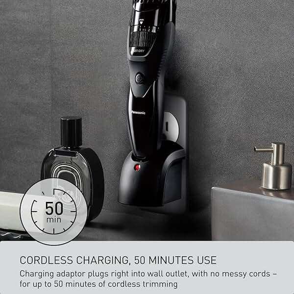 Panasonic Cordless Beard Trimmer for Men with Precision Dial, 19 Adjustable Length Settings, Rechargeable Battery, Washable, Birthday Gifts for Men, ER-GB42-K (Black) - Image 5
