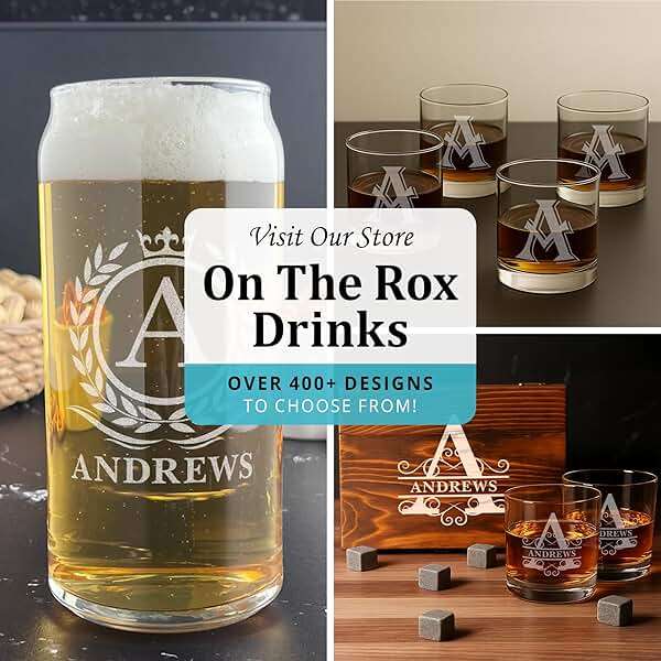 On The Rox Monogram Beer Glasses for Men (A-Z) 16 oz - Personalized Engraved Beer Gifts for Him - Groomsmen Gifts Brother in Law Dad Son Coworker - Unique USA Made Dishwasher Safe Pint Glass (J) - Image 8