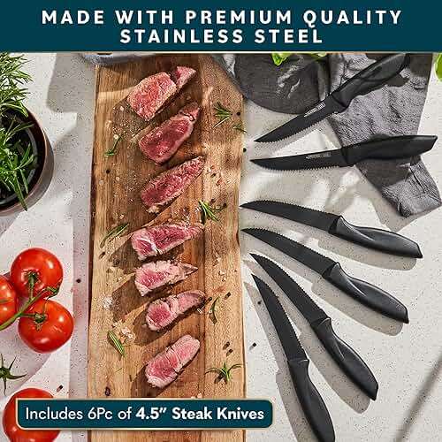Home Hero Kitchen Knife Set - High Carbon Stainless Steel Blades & Built-In Sharpener - Ergonomic Handles & Cutlery Block Storage - Precision Cooking Prep with Chef Knife - 20 Pc, Black - Image 4