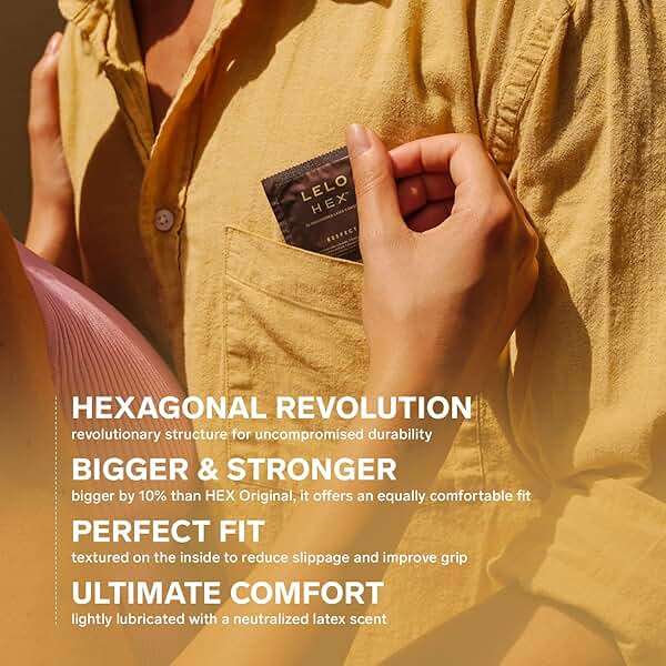 LELO HEX Respect XL, Extra Large Condoms with Increased Strength, Lubricated XL Condoms Large for Men, 2.28-Inch/58mm Diameter (36 Pack) - Image 3