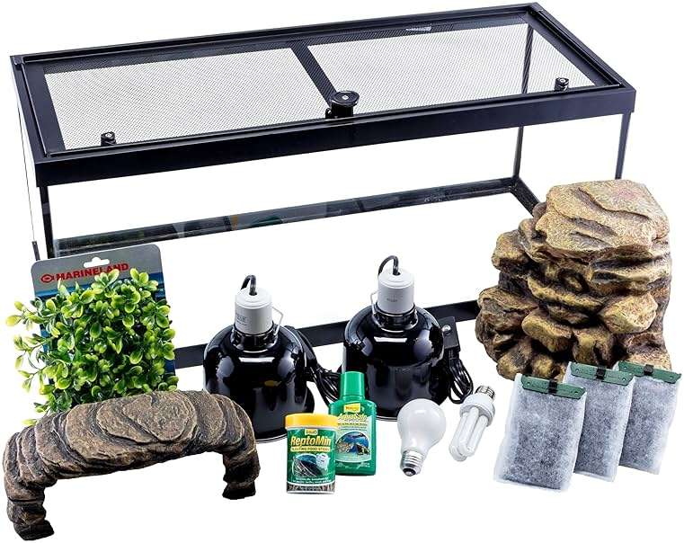 Tetra Aquatic Turtle Deluxe Kit 20 Gallons, aquarium With Filter And Heating Lamps, 30 IN (NV33230) - Image 1