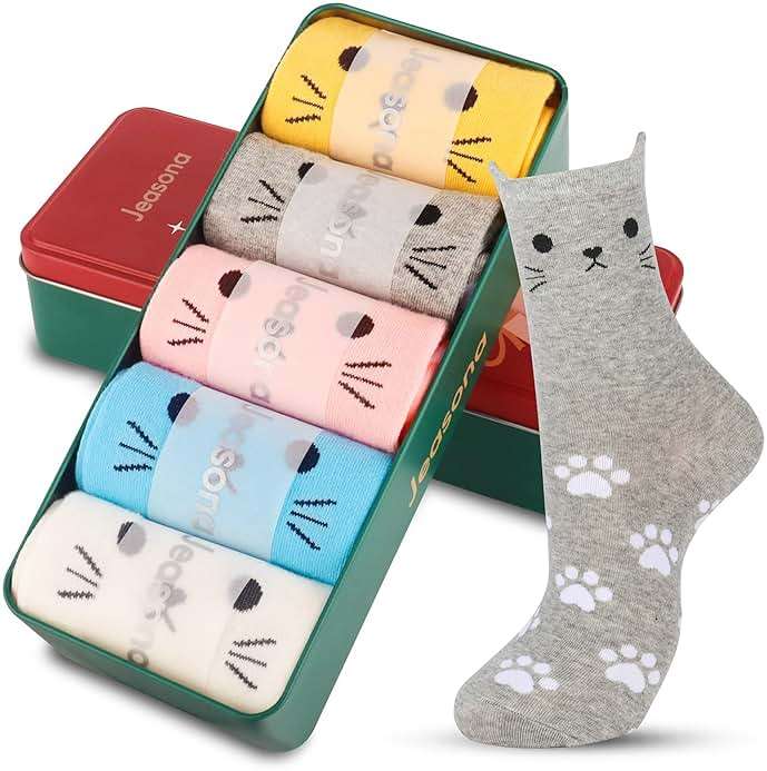 Jeasona Cute Cat Gifts for Women Animal Cat Socks Wife Mom Girlfriend Daughter - Image 2