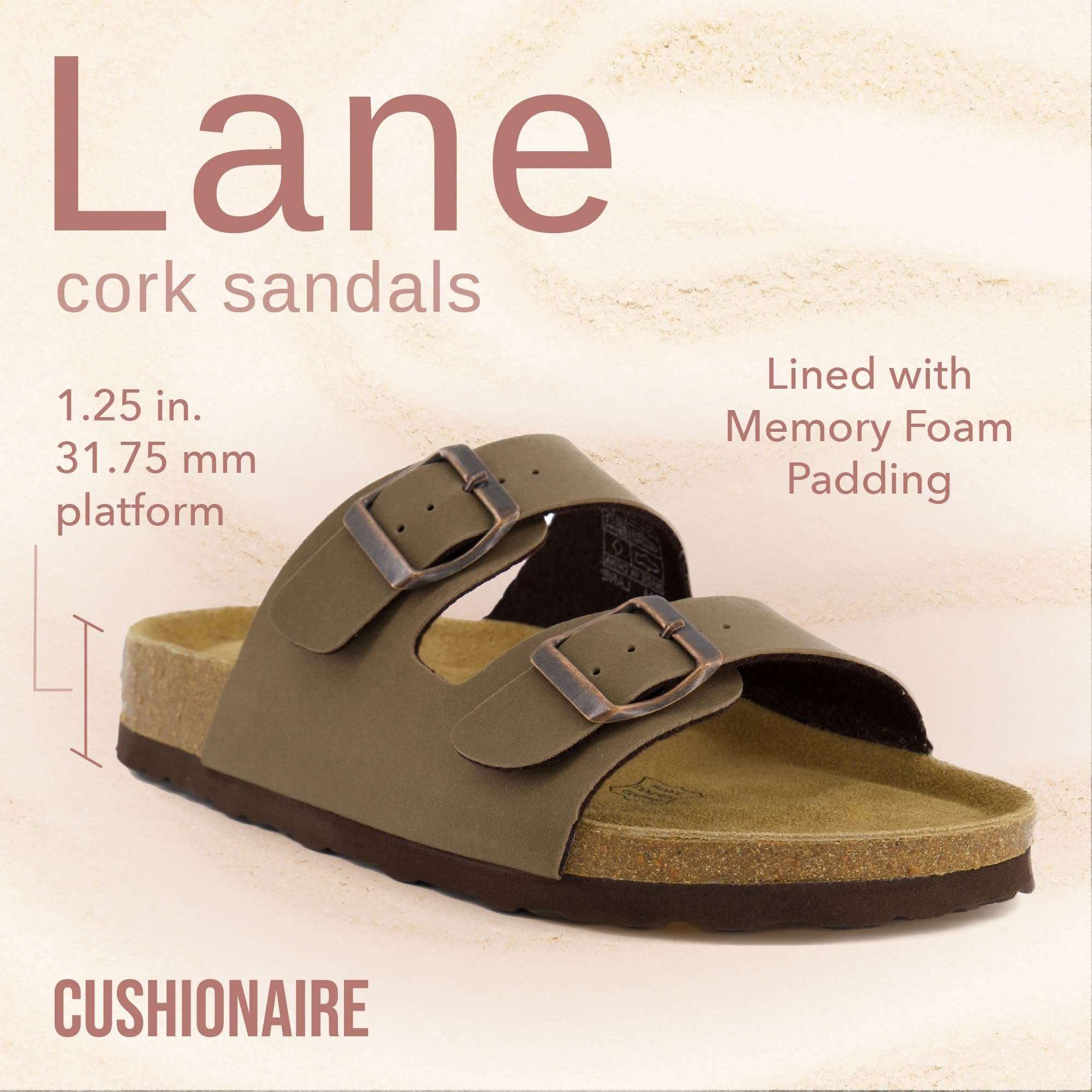 CUSHIONAIRE Lane Cork Footbed Sandals for Women – Comfortable Double Buckle Slip-On with Genuine Suede Footbed & Arch Support Slides for Women Footwear - Image 2