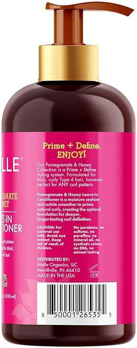 Mielle Organics Pomegranate & Honey Leave-In Conditioner for Curly Hair - Moisturizing Detangler & Curly Hair Treatment to Help Repair Damage, Prevent Frizz & Improve Shine, 12 Fl Oz - Image 8