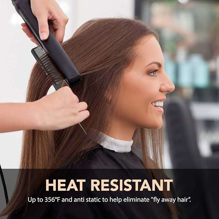 Professional 8.8 Inch Tail Comb - Black Carbon Fiber And Stainless Steel Pintail - Anti Static And Heat Resistant Teasing Lightweight Comb For All Hair Types - Image 3