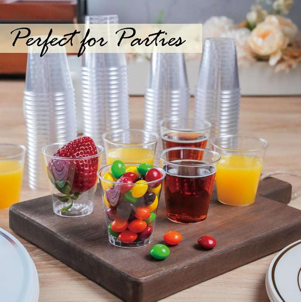 Craft And Party, 1oz 100 pcs Premium Clear Shot Glasses. Disposable Clear Cups for Wine Tasting, Vodka, Whiskey, jelly shot, sample Cups For Party and Gathering. (100, 1oz) - Image 2
