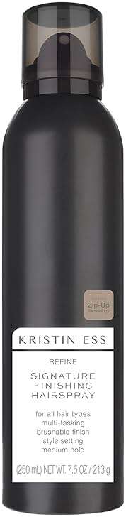 Kristin Ess Hair Refine Signature Finishing Hairspray for Hair Styling - Flexible Hold, Brushable Texture, Style Support for Straight, Textured, Wavy or Curly hair, Vegan, 7.5 oz - Image 1