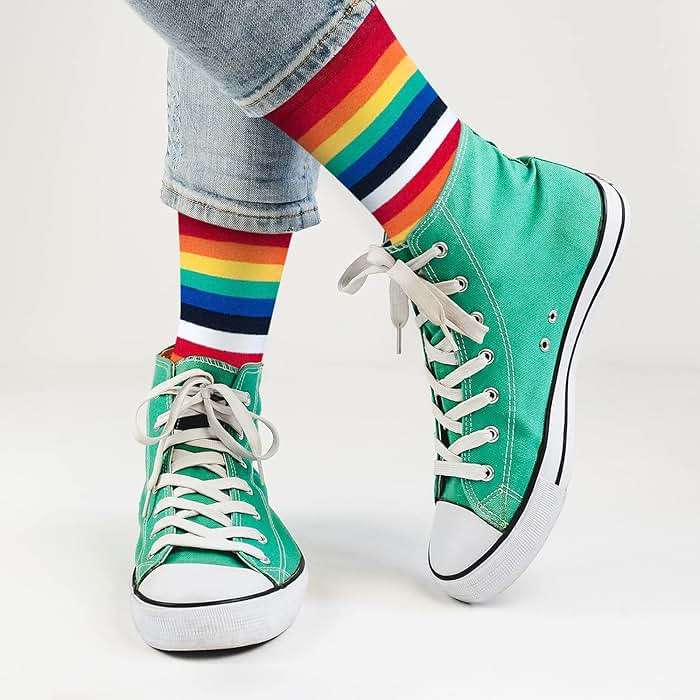 KONY Women's Cotton Crew Socks, Cute Animal and Rainbow Pattern Novelty Socks, 4 Pairs, Shoe Size 6-9 - Image 3