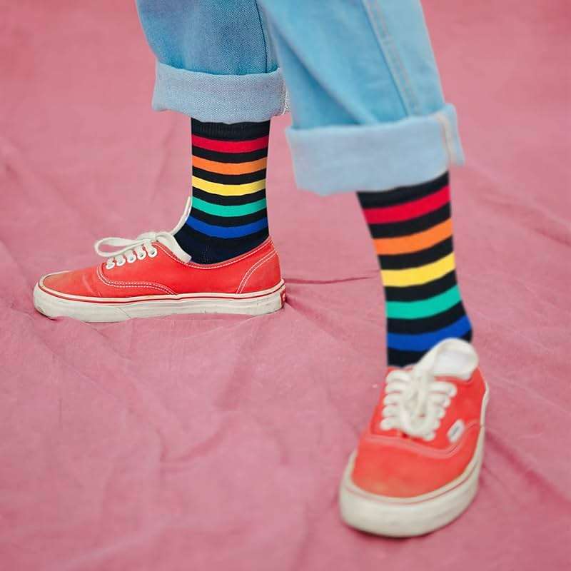 KONY Women's Cotton Crew Socks, Cute Animal and Rainbow Pattern Novelty Socks, 4 Pairs, Shoe Size 6-9 - Image 4