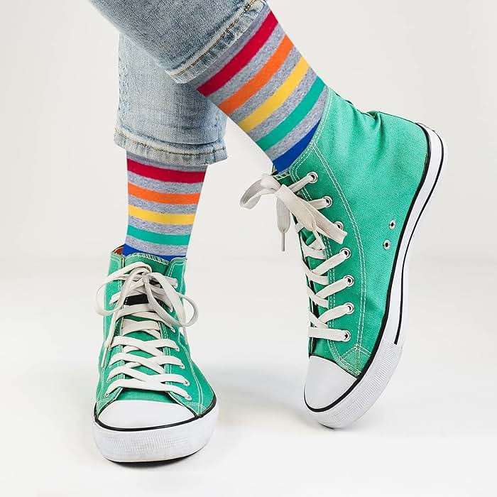 KONY Women's Cotton Crew Socks, Cute Animal and Rainbow Pattern Novelty Socks, 4 Pairs, Shoe Size 6-9 - Image 5