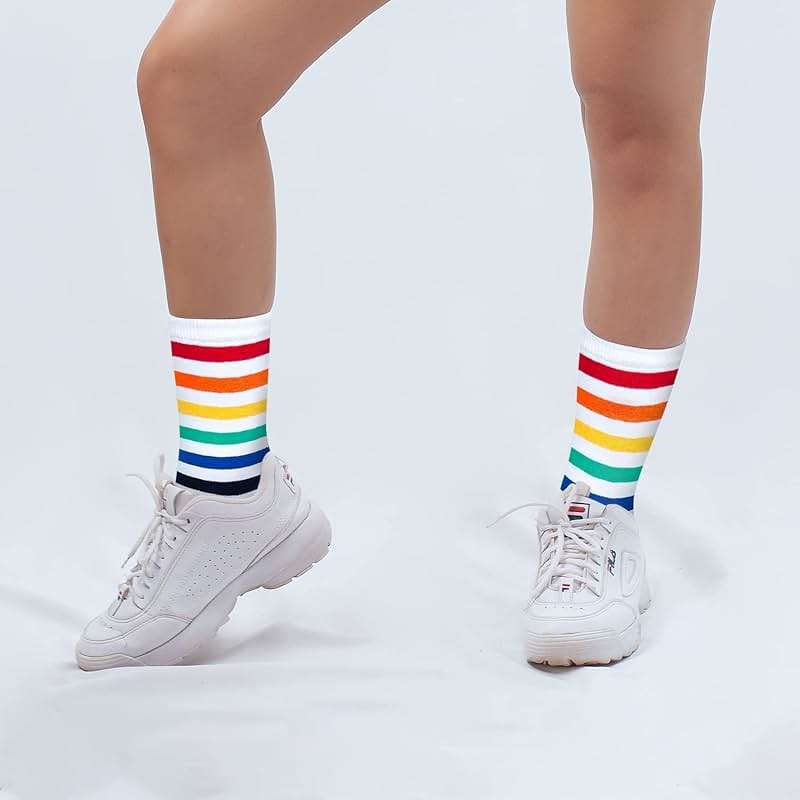 KONY Women's Cotton Crew Socks, Cute Animal and Rainbow Pattern Novelty Socks, 4 Pairs, Shoe Size 6-9 - Image 6