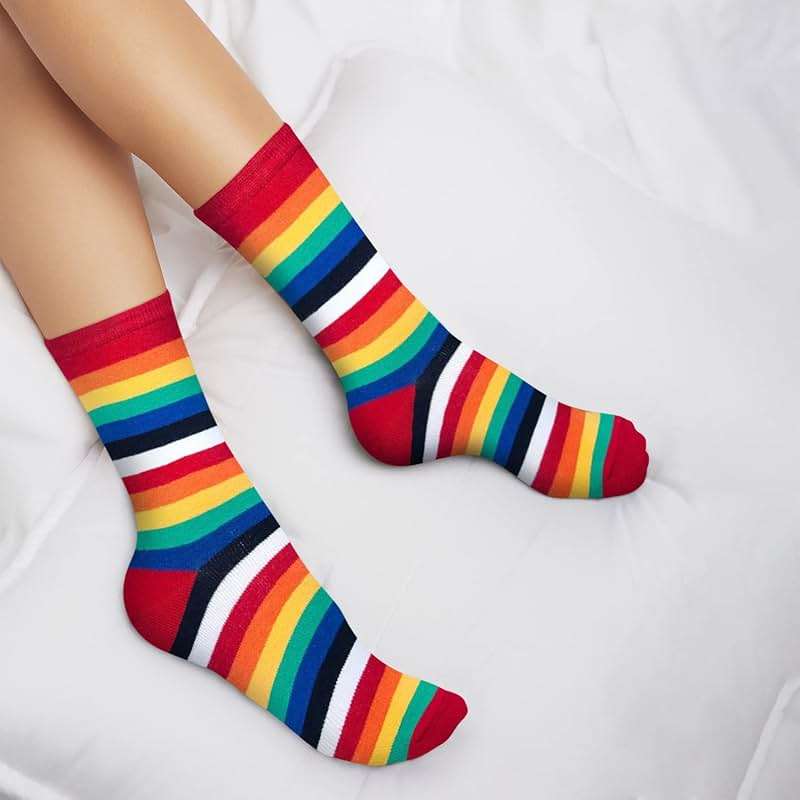 KONY Women's Cotton Crew Socks, Cute Animal and Rainbow Pattern Novelty Socks, 4 Pairs, Shoe Size 6-9 - Image 7