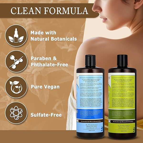 Dr. Woods Liquid Castile Soap - Pure Tea Tree Oil and Peppermint Soap, Body Wash for Men and Women, Contains Organic Shea Butter, Natural Cleaner for Face, Hands, and Body - 32 Fl Oz, Pack of 2 - Image 5