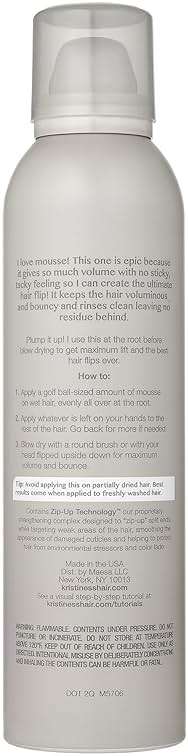 Kristin Ess Hair Instant Lift Volumizing Mousse with Castor Oil - Boosts Volume + Thickens, Body Building, Lasting Hold, Non Sticky, For Curly, Wavy + Straight Hair, 8.1 Oz - Image 2