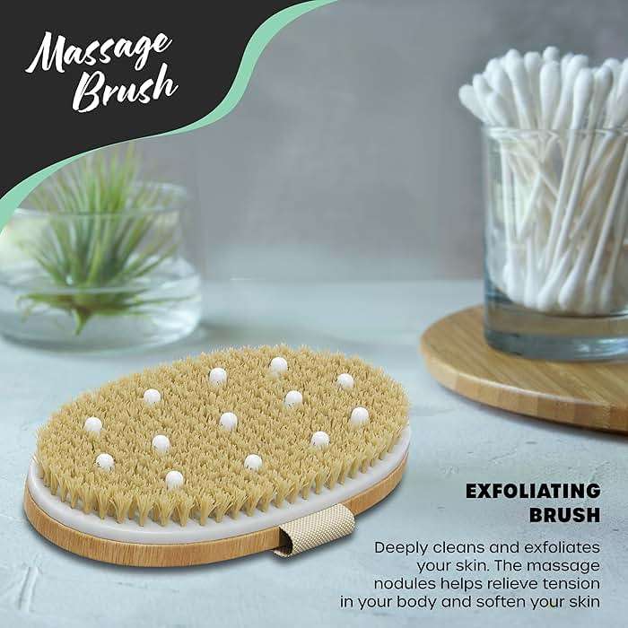 Nevlers Natural Boar Bristle Dry Brushing Body Brush 4-Piece Set | Brush Kit for Exfoliating, Lymphatic Drainage & Circulation | Body Brush, Face Brush, Long-Handled Back Brush + Storage Bag - Image 5