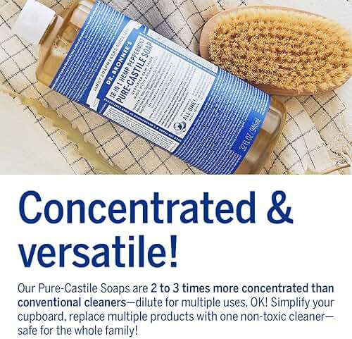 Dr. Bronner's - Pure-Castile Liquid Soap (Peppermint, 32 ounce and 2oz bundle) - Made with Organic Oils, 18-in-1 Uses: Face, Body, Hair, Laundry, Pets & Dishes, Concentrated, Vegan, Non-GMO - Image 5