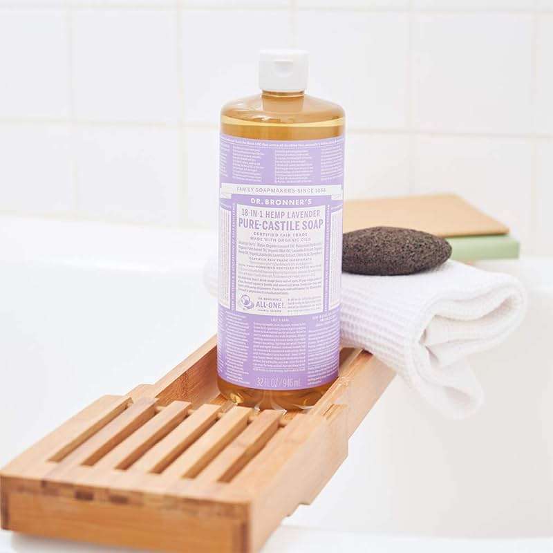 Dr. Bronner's Pure-Castile Liquid Soap – Lavender Bundle. 32 oz. Bottle and 2 oz. Travel Bottle - Image 3