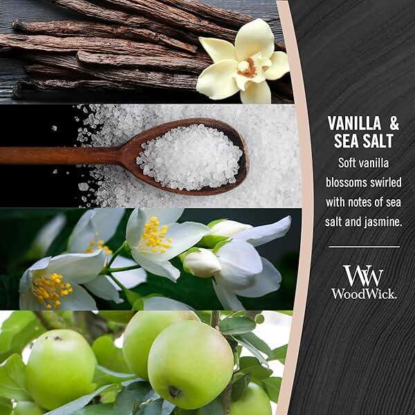 WoodWick Vanilla & Sea Salt Gifts for Women and Men, 9.7 oz Medium Hourglass Candle with Crackling Wick - Image 5
