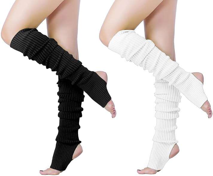 v28 Long Leg Warmer, Women’s Men 80s Party Ribbed Knit Dance Sports - Image 1