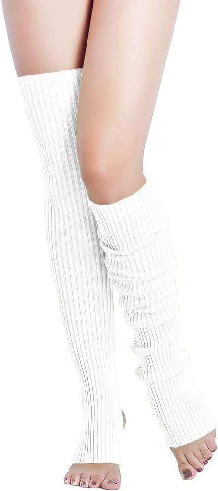 v28 Long Leg Warmer, Women’s Men 80s Party Ribbed Knit Dance Sports - Image 2