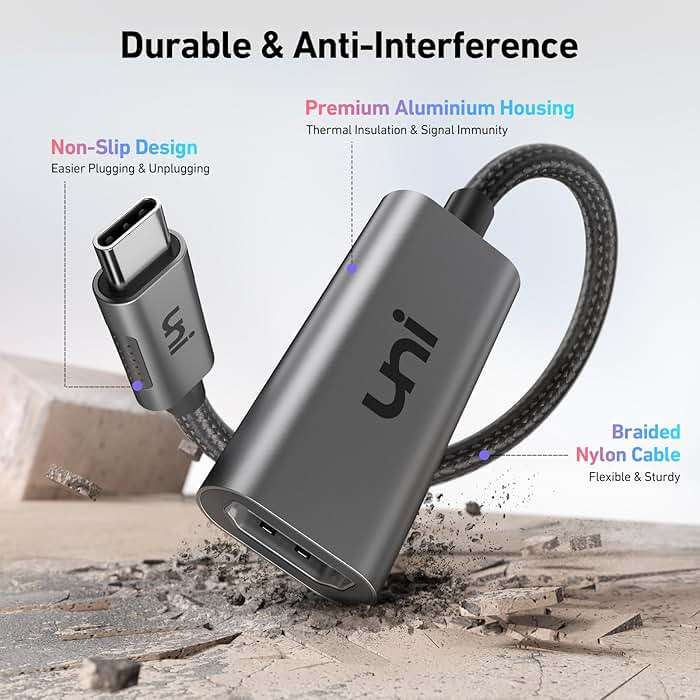 uni USB-C to HDMI Adapter 4K@60Hz, Thunderbolt 3/4 to HDMI Adapter, Type C HDMI Converter, Compatible with MacBook Pro/Air 2022, iPad Pro/Air, Surface Laptop, Dell XPS, Chromebook, Galaxy & More - Image 6