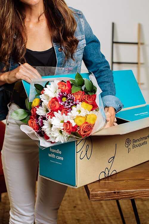 Benchmark Bouquets - Life is Good Orange Roses - Fresh Flowers for Delivery - Mothers Day Flowers for Mom - Gifts for Mom - Mother's Day Bouquet (Glass Vase Included) - Image 2