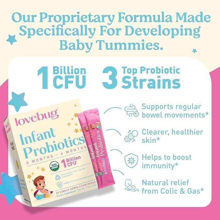 LOVEBUG Infant Probiotics 0-6 Months - USDA Organic Probiotics for Babies, Supports Baby Gas, Colic, Reflux, Diarrhea and Newborn Constipation Relief, Allergen & Sugar Free, Tasteless Powder, 30 Pack - Image 3