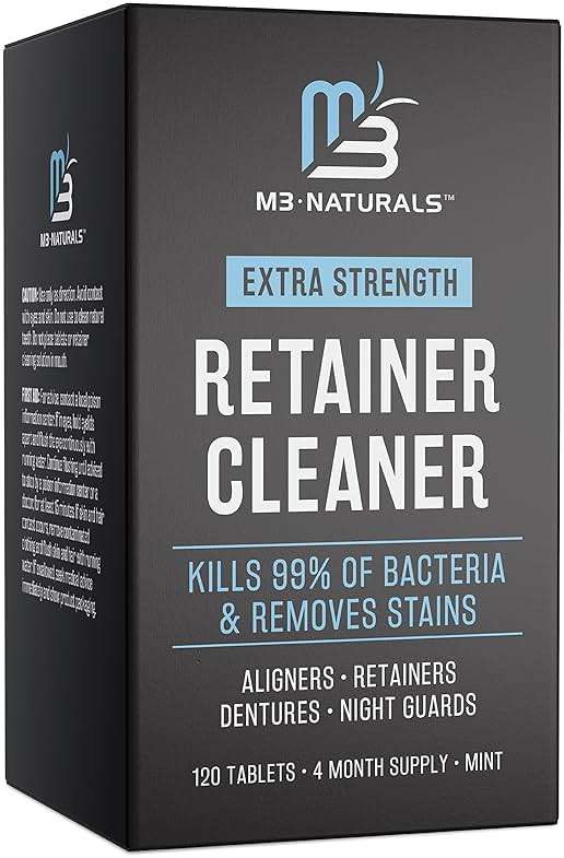 Retainer Cleanser Tablets Invisalign Cleaner, Removes Odors Discoloration Stains and Plaque 4 Month Supply Denture Cleansers Retainers Mouth Guards Denture Bath Mint by M3 - Image 1