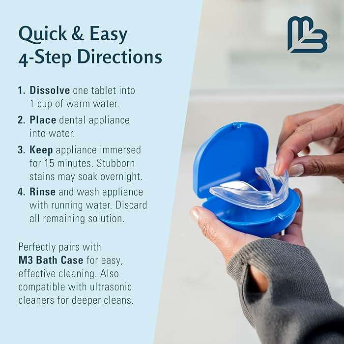 Retainer Cleanser Tablets Invisalign Cleaner, Removes Odors Discoloration Stains and Plaque 4 Month Supply Denture Cleansers Retainers Mouth Guards Denture Bath Mint by M3 - Image 9