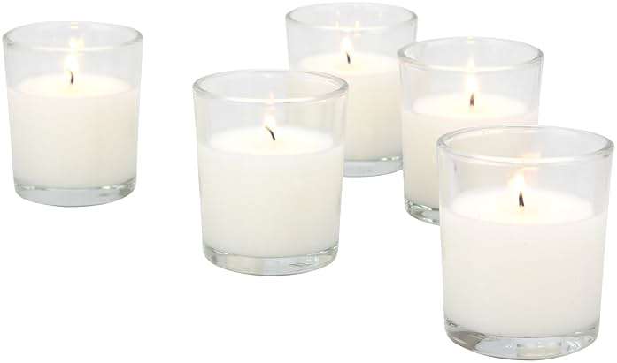 Stonebriar 12 Hour Long Burning Unscented Wax Filled Votive Holders, 48 Pack, White - Image 1