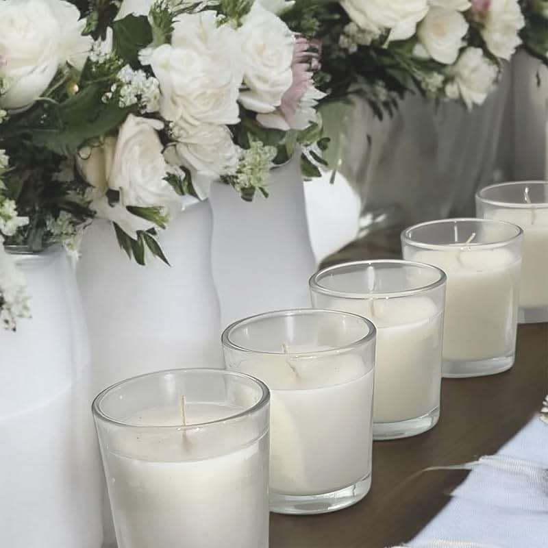 Stonebriar 12 Hour Long Burning Unscented Wax Filled Votive Holders, 48 Pack, White - Image 2