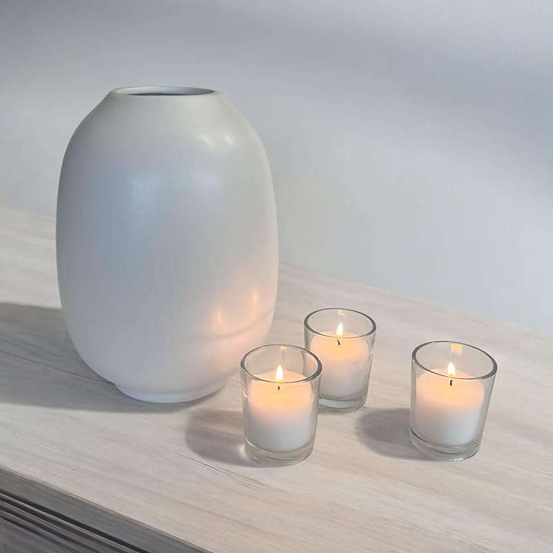 Stonebriar 12 Hour Long Burning Unscented Wax Filled Votive Holders, 48 Pack, White - Image 11