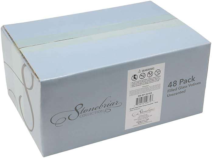 Stonebriar 12 Hour Long Burning Unscented Wax Filled Votive Holders, 48 Pack, White - Image 3