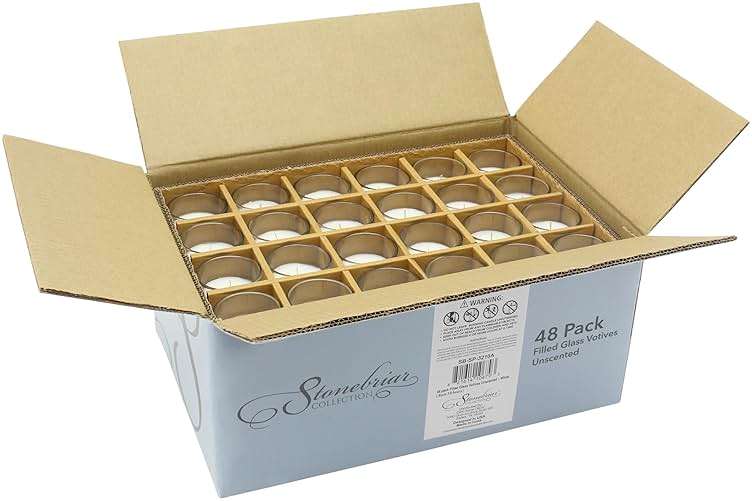 Stonebriar 12 Hour Long Burning Unscented Wax Filled Votive Holders, 48 Pack, White - Image 4