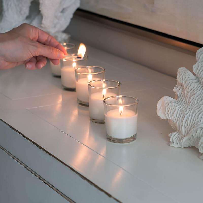 Stonebriar 12 Hour Long Burning Unscented Wax Filled Votive Holders, 48 Pack, White - Image 8