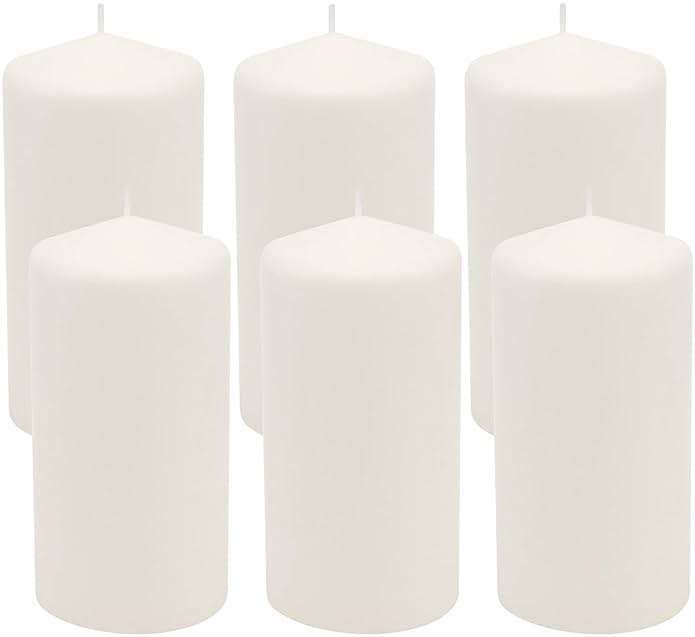 Stonebriar Unscented White Tall Pillar Candles, 65 Hour Burning Candle Pillars, Perfect for Decor, Weddings, Emergencies 3" X 6", 6 count - Image 1